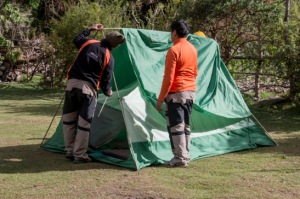 Inka Trail - Aufbau Zelte